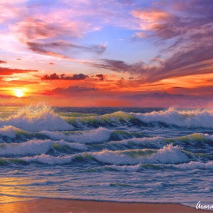 Sunset at Pacific Ocean California by Ararat Mamigonian